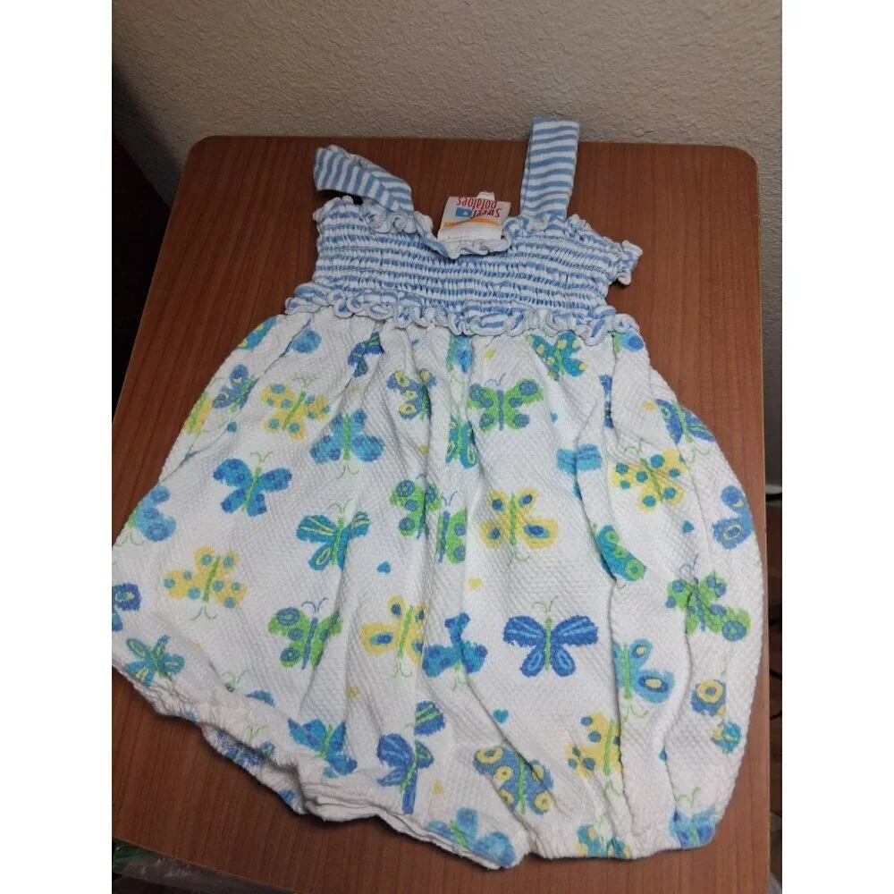 VTG Sweet Potatoes One Piece Romper Baby Girls Butterfly Outfit Y2K 90s 3 Months
